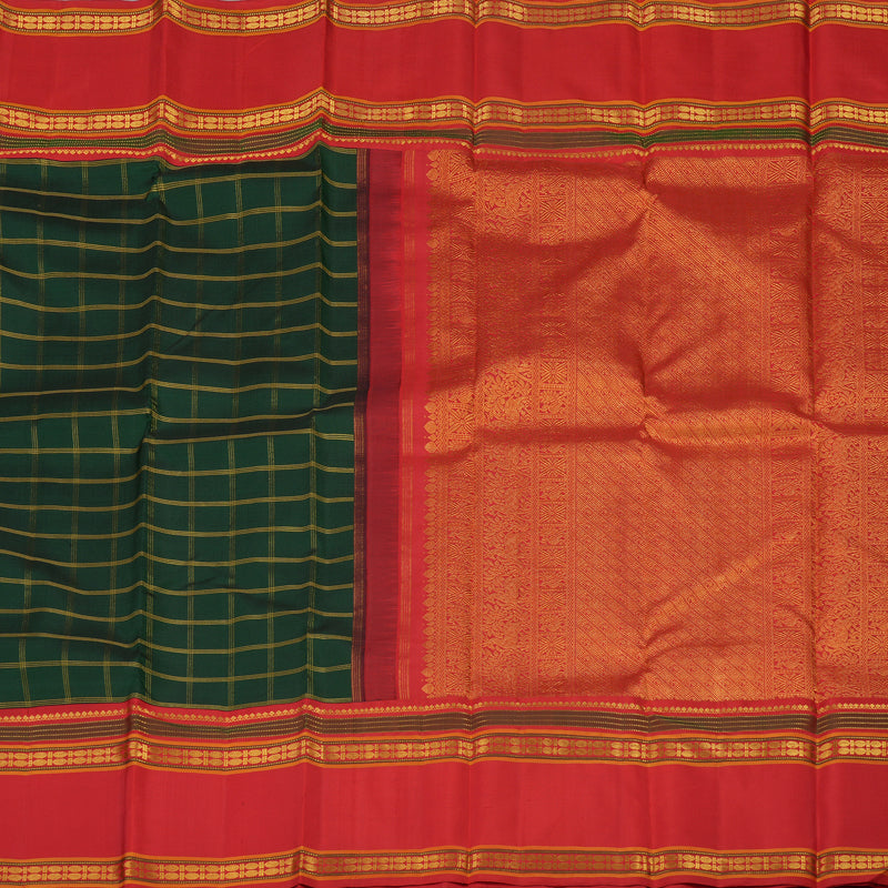 Hayagrivas Handloom Bottle Green Kanjivaram Silk Saree with Red Border KBE1122I2-2