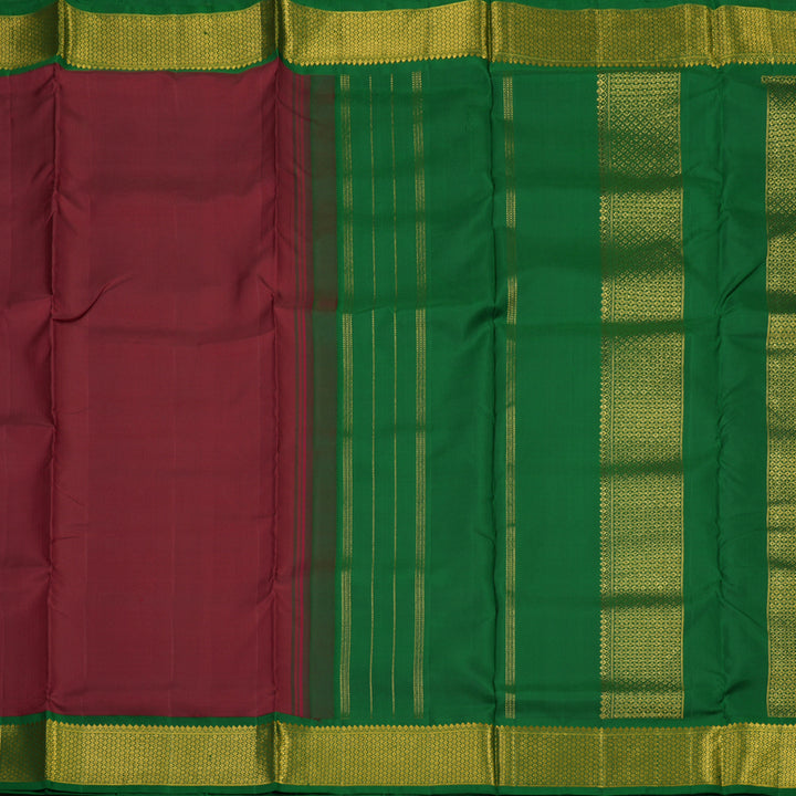 Hayagrivas Handloom Kum Kum Maroon Kanjivaram Ten Yards Silk Saree KBE1122I3-1