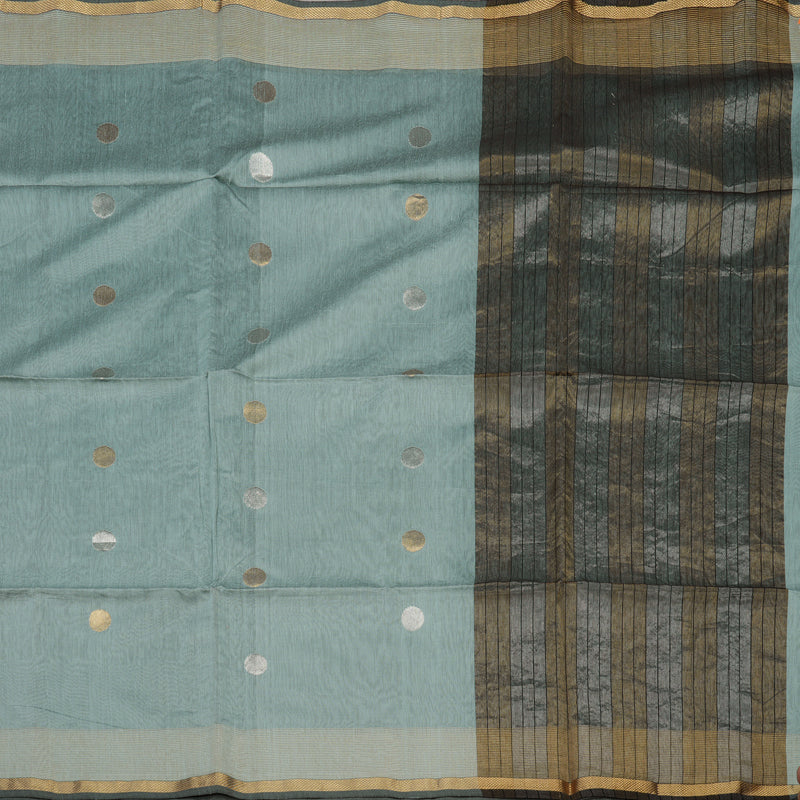 Hayagrivas Handloom Silver Grey Kora Silk Cotton Saree KBE1123I3-1