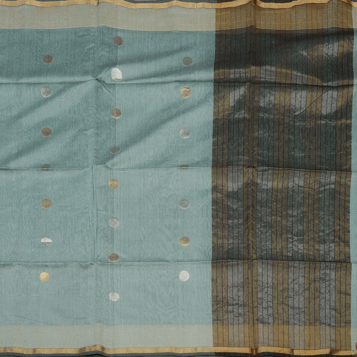 Hayagrivas Handloom Silver Grey Kora Silk Cotton Saree KBE1123I3-1