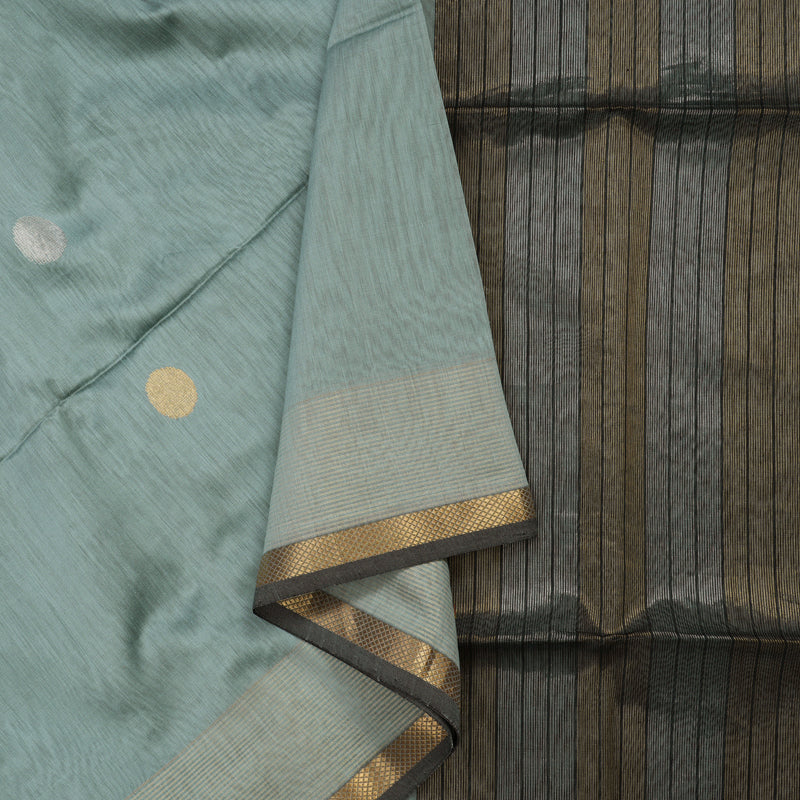 Hayagrivas Handloom Silver Grey Kora Silk Cotton Saree KBE1123I3-1