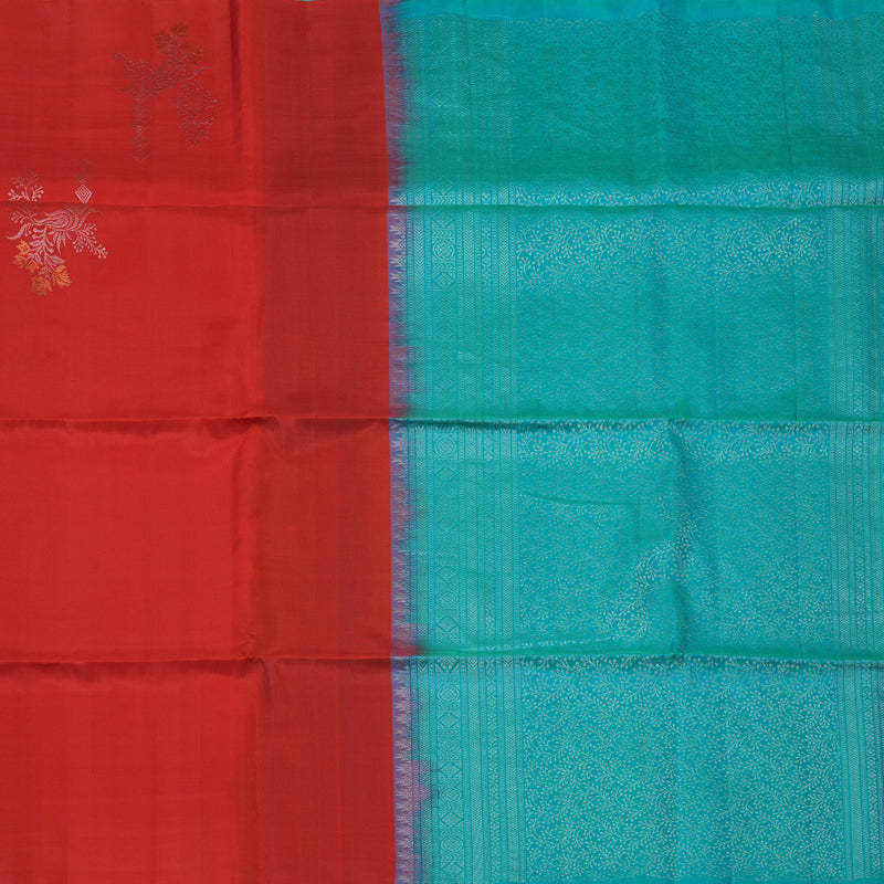 Hayagrivas Red Handloom Soft Silk Saree KBE1125I2-3