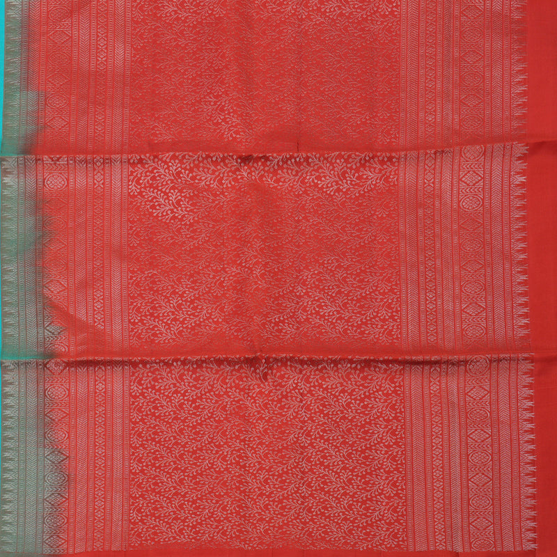 Hayagrivas Blue-Green Pure Soft Silk Saree KBE1125I2-6