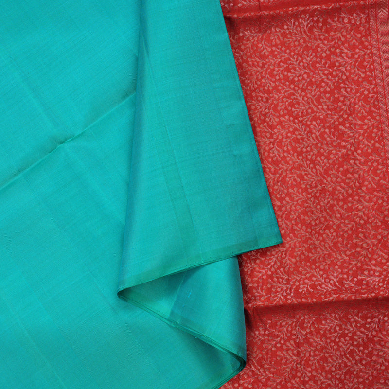 Hayagrivas Blue-Green Pure Soft Silk Saree KBE1125I2-6