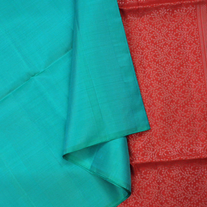 Hayagrivas Blue-Green Pure Soft Silk Saree KBE1125I2-6