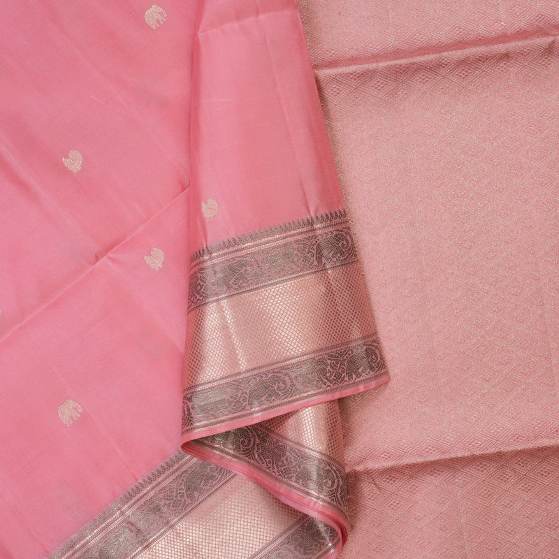 Hayagrivas Handloom Rose Pink Pure Soft Silk Saree KBE1125I3-13