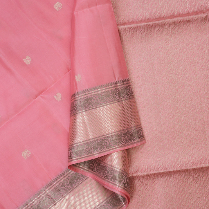 Hayagrivas Handloom Rose Pink Pure Soft Silk Saree KBE1125I3-13