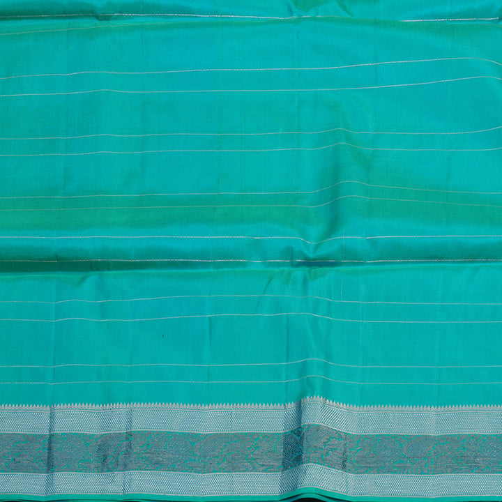 Hayagrivas Turquoise Blue Pure Soft Silk Saree KBE1125I3-15