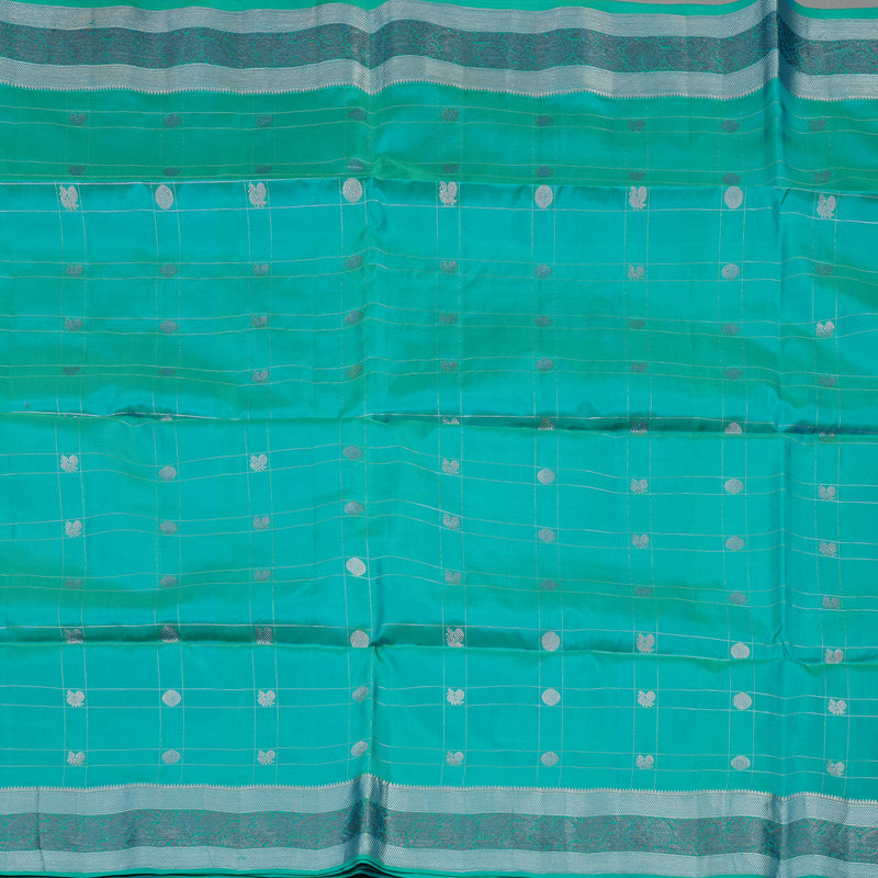 Hayagrivas Turquoise Blue Pure Soft Silk Saree KBE1125I3-15