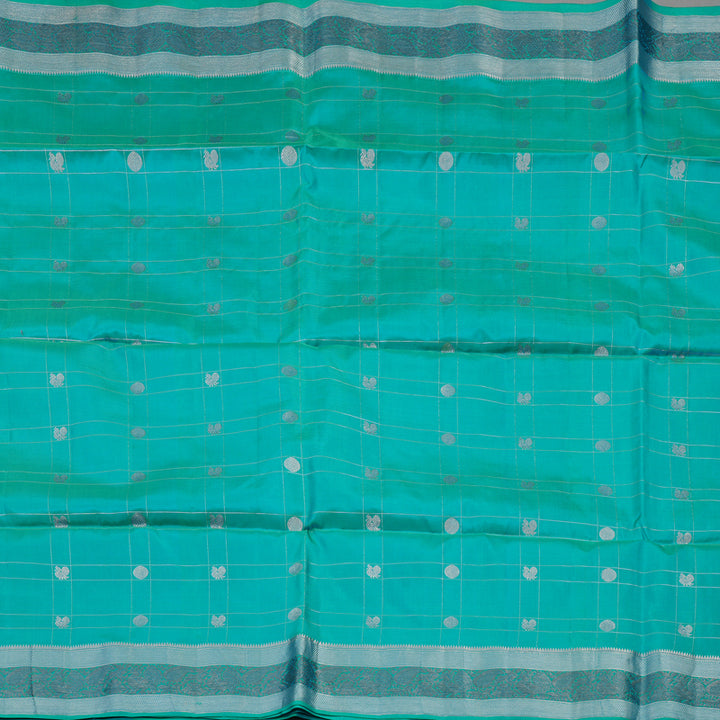 Hayagrivas Turquoise Blue Pure Soft Silk Saree KBE1125I3-15