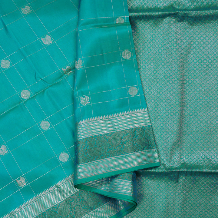 Hayagrivas Turquoise Blue Pure Soft Silk Saree KBE1125I3-15