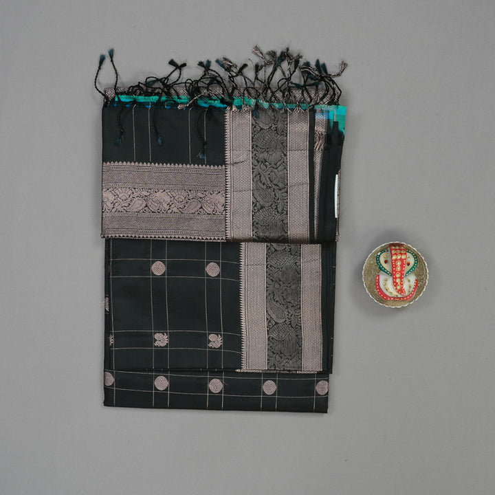 Hayagrivas Black Pure Soft Silk Saree KBE1125I3-6
