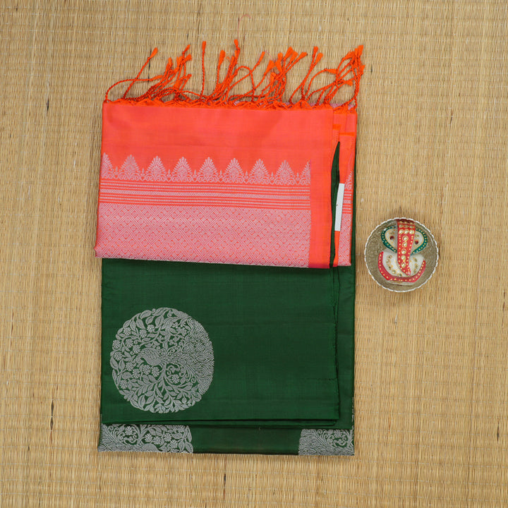 Hayagrivas Handloom Bottle Green Soft Silk Saree KBE1125I5-1