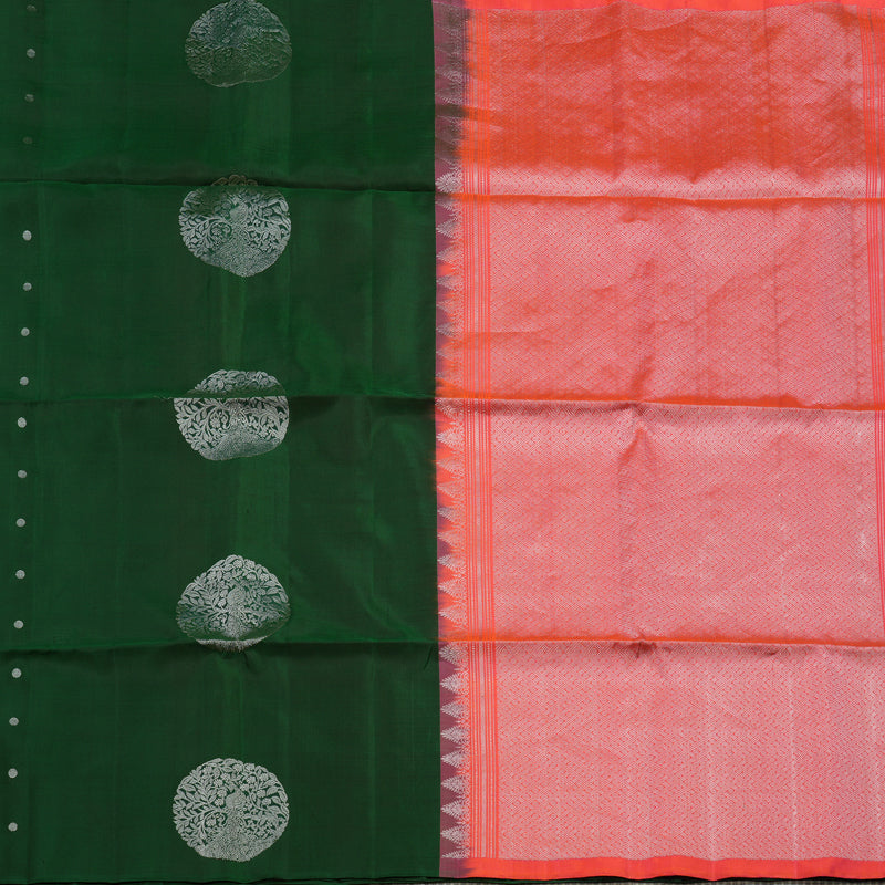 Hayagrivas Handloom Bottle Green Soft Silk Saree KBE1125I5-1