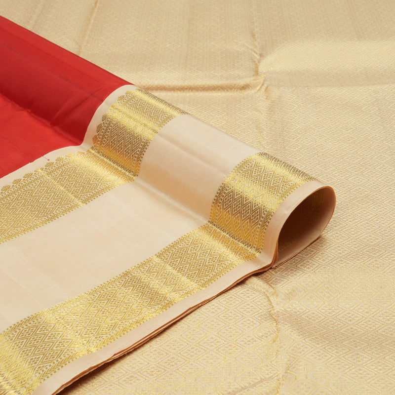 Hayagrivas Handloom Pure Kanjivaram Silk Saree in Dramatic Red KBE112D2-1