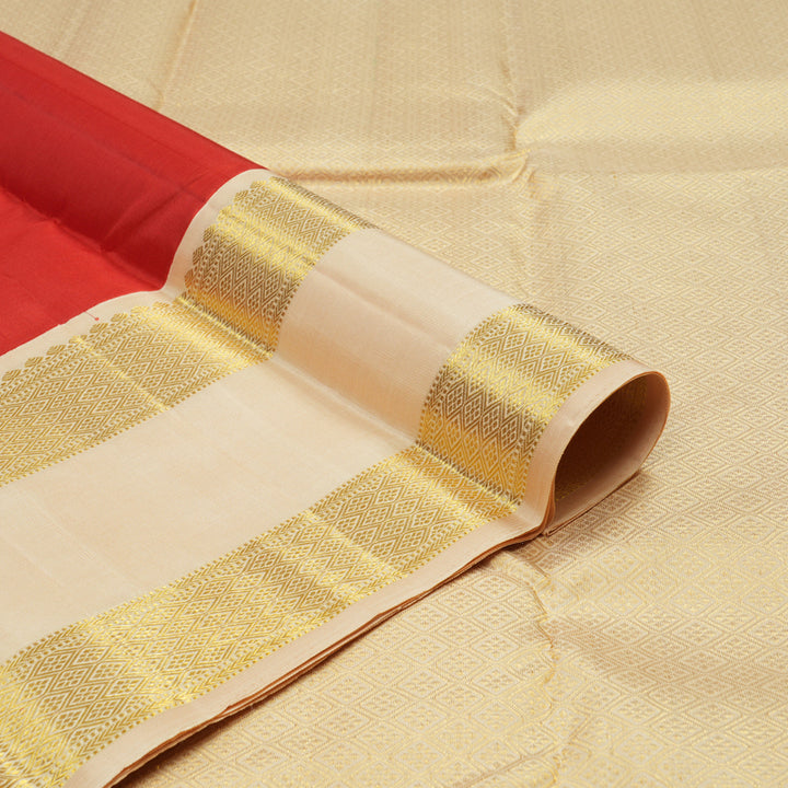 Hayagrivas Handloom Pure Kanjivaram Silk Saree in Dramatic Red KBE112D2-1