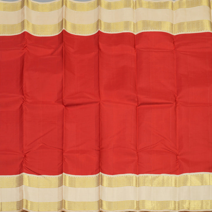 Hayagrivas Handloom Pure Kanjivaram Silk Saree in Dramatic Red KBE112D2-1