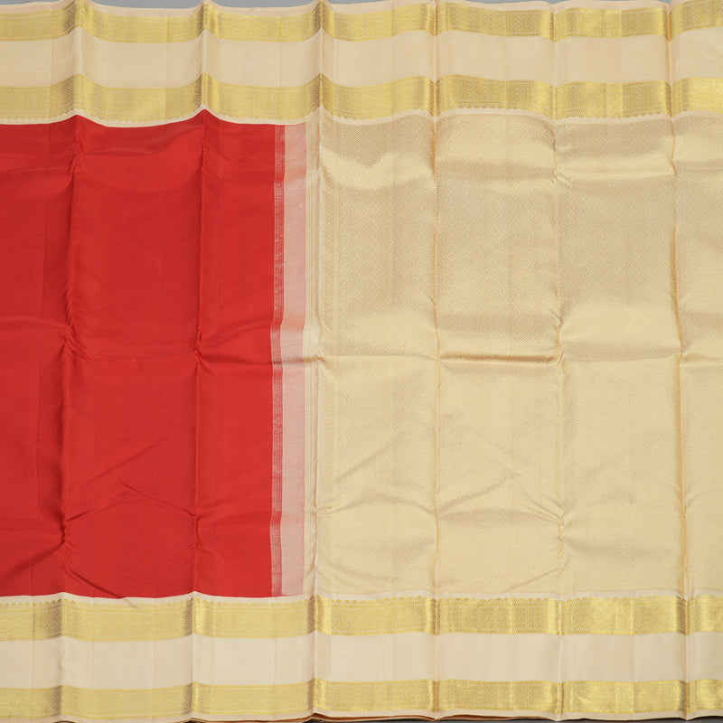 Hayagrivas Handloom Pure Kanjivaram Silk Saree in Dramatic Red KBE112D2-1