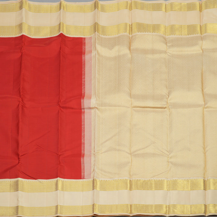 Hayagrivas Handloom Pure Kanjivaram Silk Saree in Dramatic Red KBE112D2-1