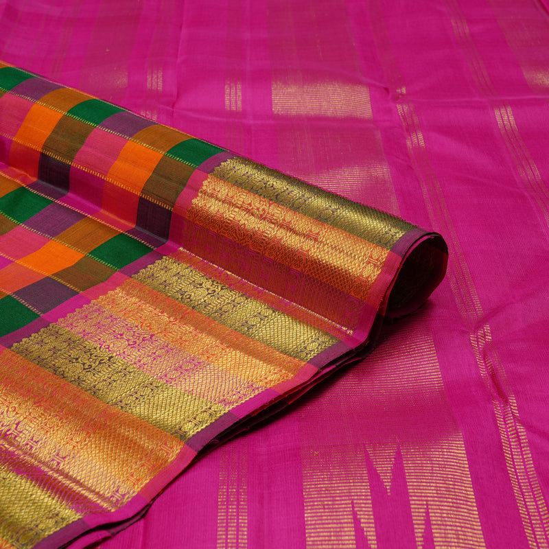 Hayagrivas Handloom Kanjivaram Silk Saree in Multicolour Checks KBE112D9-1