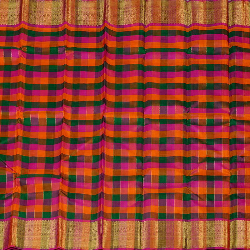 Hayagrivas Handloom Kanjivaram Silk Saree in Multicolour Checks KBE112D9-1