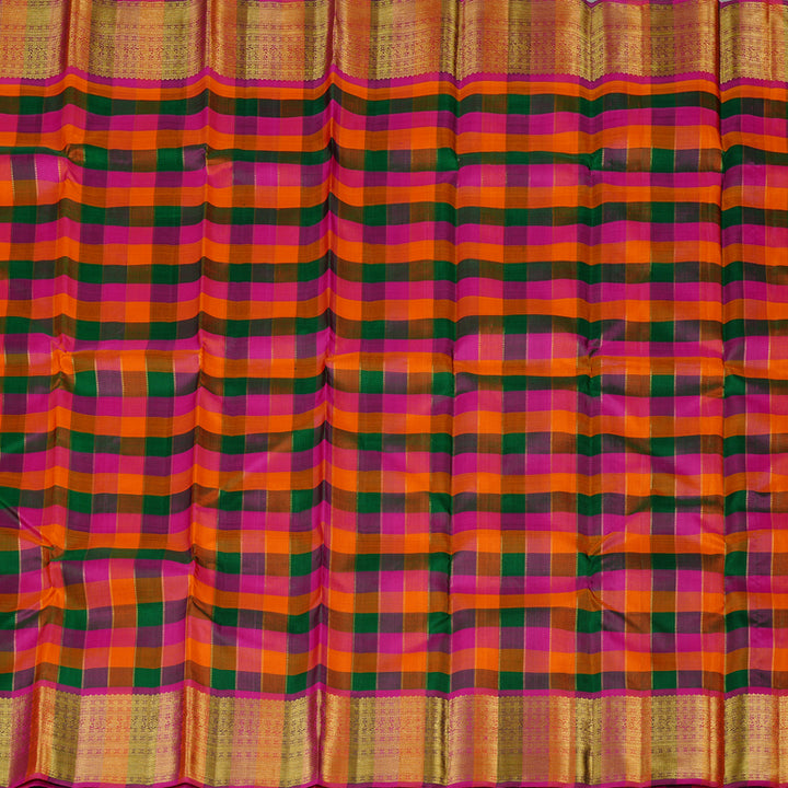 Hayagrivas Handloom Kanjivaram Silk Saree in Multicolour Checks KBE112D9-1
