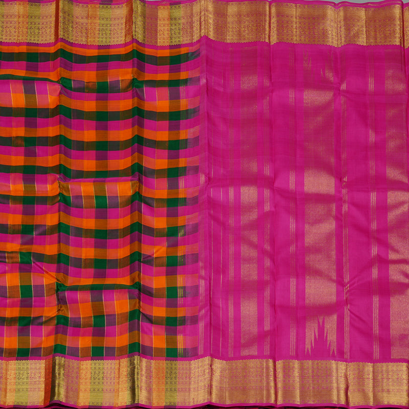 Hayagrivas Handloom Kanjivaram Silk Saree in Multicolour Checks KBE112D9-1