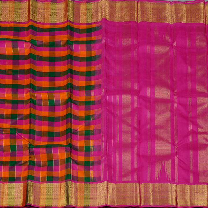 Hayagrivas Handloom Kanjivaram Silk Saree in Multicolour Checks KBE112D9-1