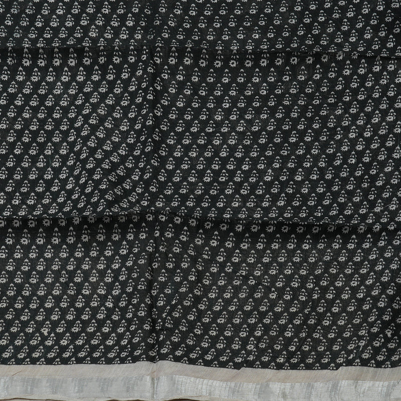 Hayagrivas Black Fancy Cotton Saree with Beige Border KBE1134I1-46