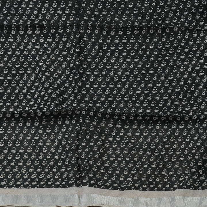 Hayagrivas Black Fancy Cotton Saree with Beige Border KBE1134I1-46