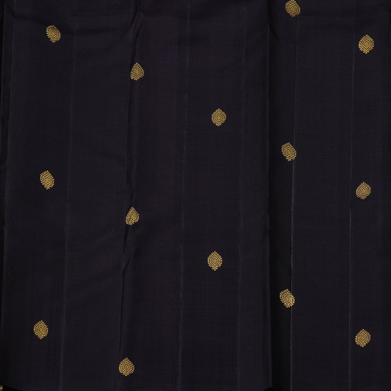 Hayagrivas Dark Blue Handloom Kanjivaram Silk Saree with Purple Border KBE113D10-1