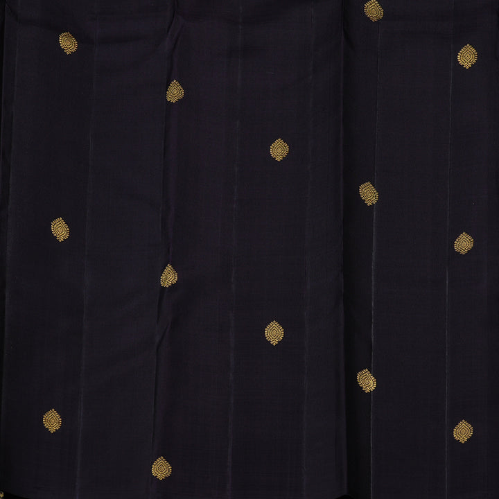 Hayagrivas Dark Blue Handloom Kanjivaram Silk Saree with Purple Border KBE113D10-1