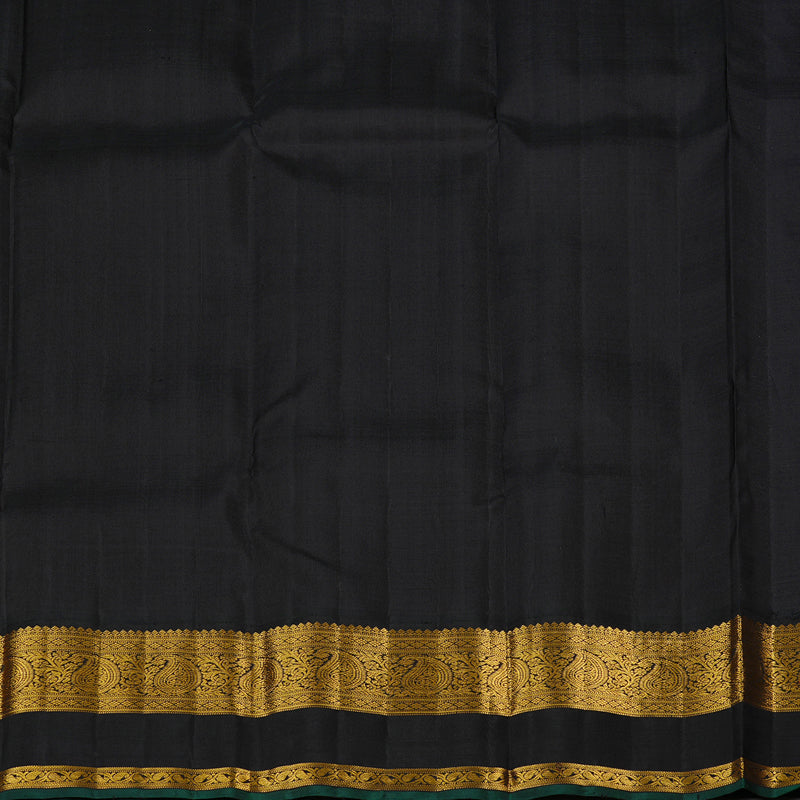 Hayagrivas Mustard Handloom Kanjivaram Silk Saree with Black Border KBE113D2-1