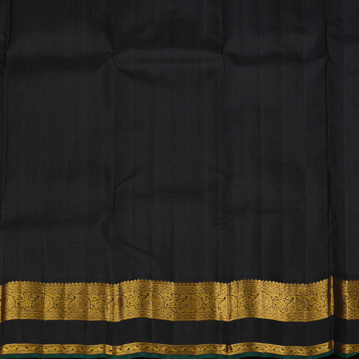 Hayagrivas Mustard Handloom Kanjivaram Silk Saree with Black Border KBE113D2-1