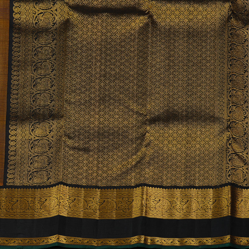 Hayagrivas Mustard Handloom Kanjivaram Silk Saree with Black Border KBE113D2-1