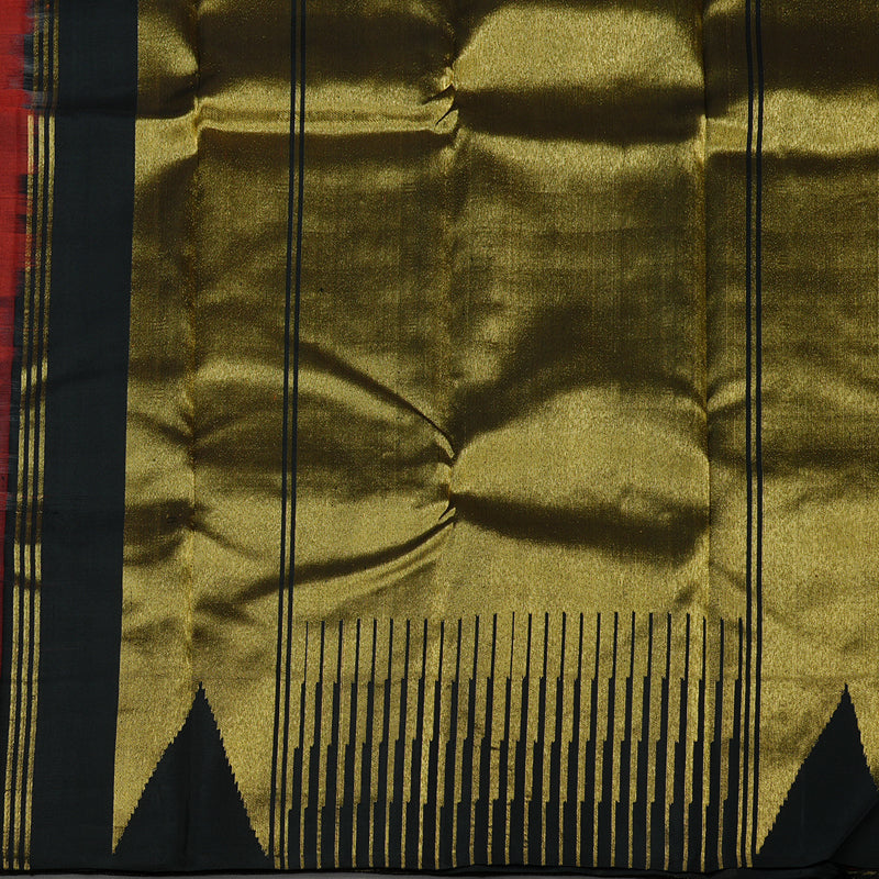 Hayagrivas Red Handloom Kanjivaram Silk Saree with Black Border KBE113D7-1