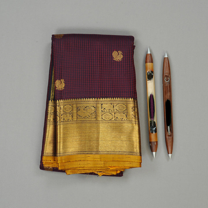 Hayagrivas Black Handloom Kanjivaram Silk Saree KBE113D9-1