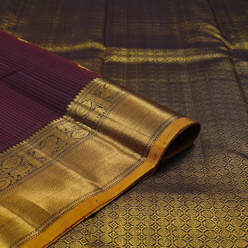 Hayagrivas Black Handloom Kanjivaram Silk Saree KBE113D9-1