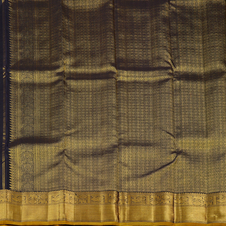 Hayagrivas Black Handloom Kanjivaram Silk Saree KBE113D9-1