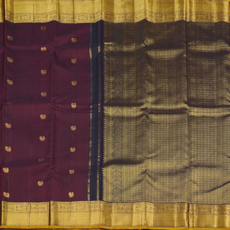 Hayagrivas Black Handloom Kanjivaram Silk Saree KBE113D9-1