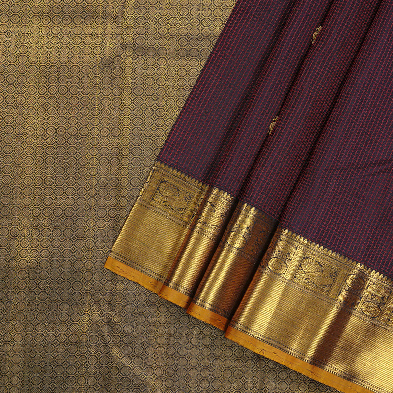 Hayagrivas Black Handloom Kanjivaram Silk Saree KBE113D9-1