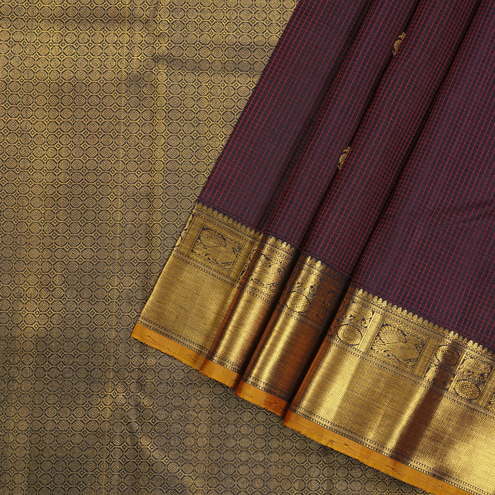 Hayagrivas Black Handloom Kanjivaram Silk Saree KBE113D9-1