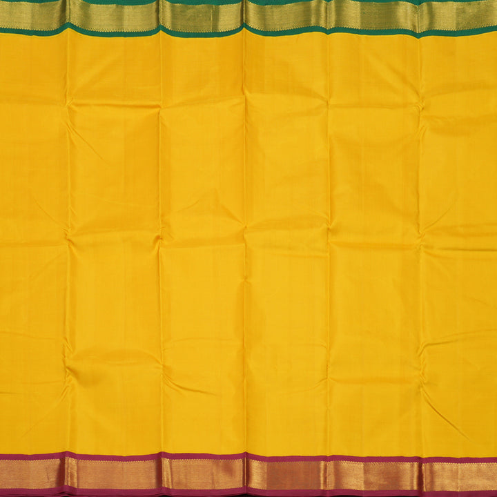 Hayagrivas Handloom Yellow Kanjivaram Silk Saree with Ganga Jamuna border KBE1142I1-1