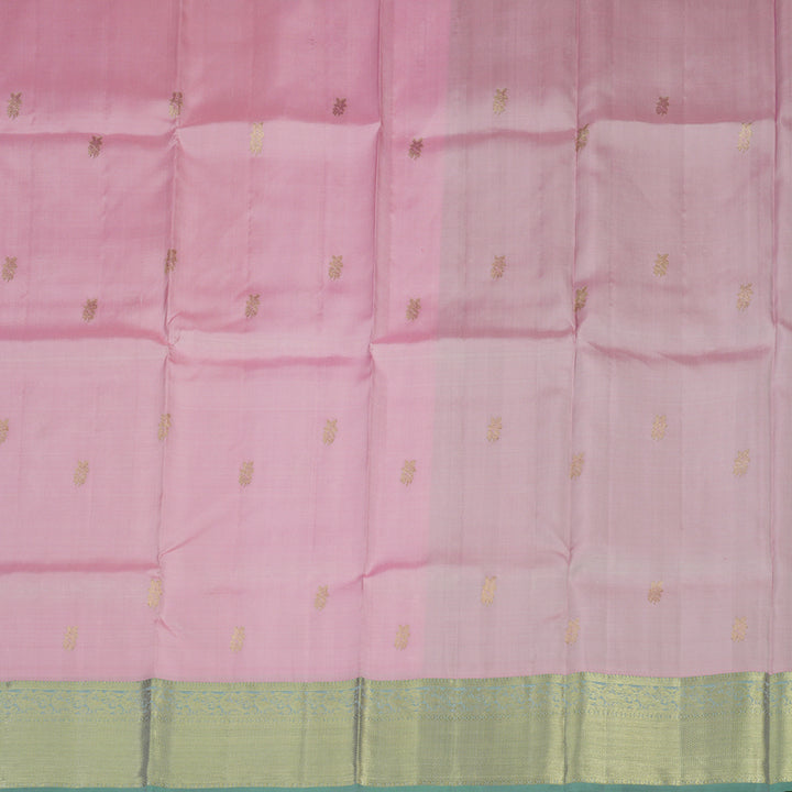 Hayagrivas Handloom Baby Pink Kanjivaram Pattu Pavadai with Light Green Border KBE1147I11-2