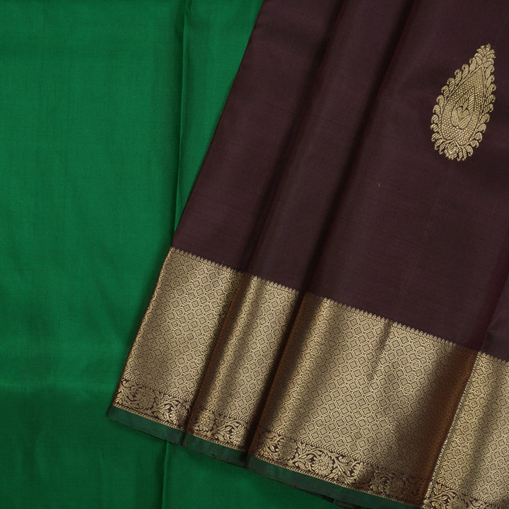 Hayagrivas Handloom Deep Jamun Shade Kanjivaram Silk Pattu Pavadai with Deep Jamun Shade Border KBE1147I11-3