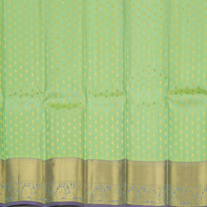 Hayagrivas Pista Green Kanjivaram Pattu Pavadai KBE1147I12-3