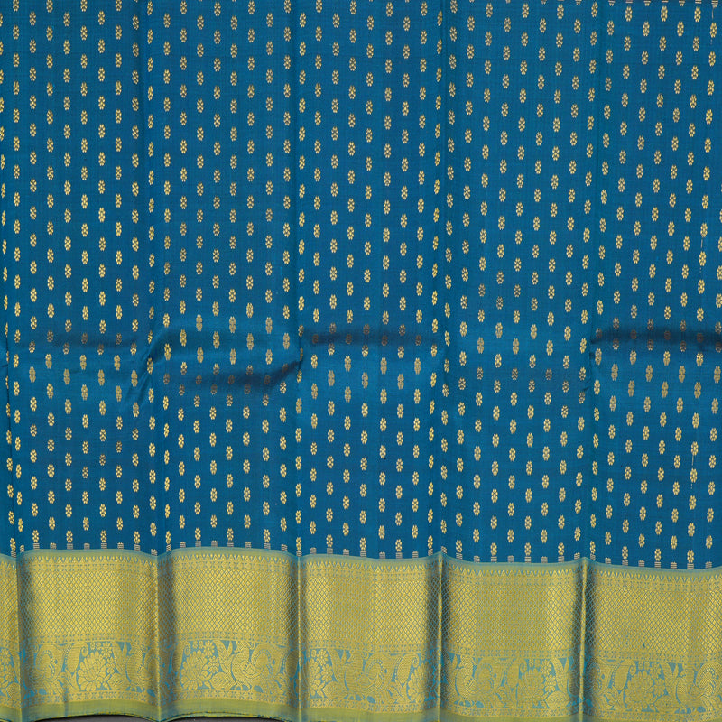 Hayagrivas Peacock Blue Kanjivaram Pattu Pavadai KBE1147I12-8