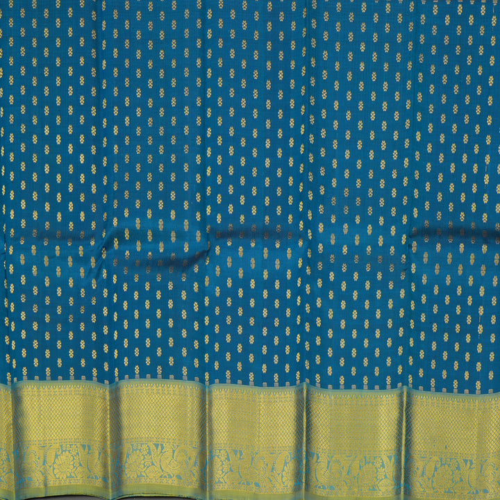 Hayagrivas Peacock Blue Kanjivaram Pattu Pavadai KBE1147I12-8