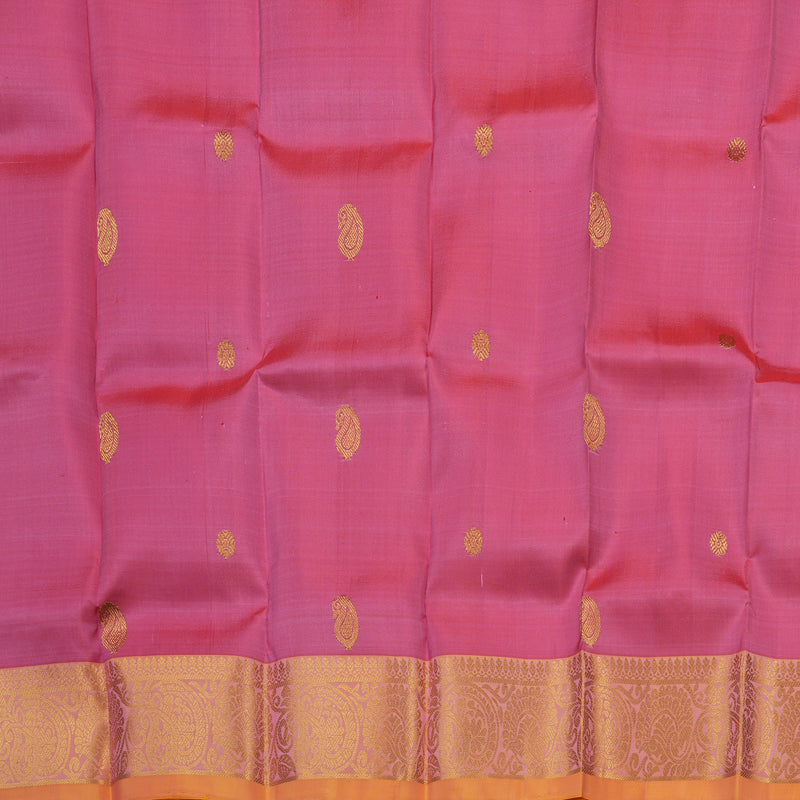 Hayagrivas Pink Pattu Pavadai with Golden Orange contrast KBE1147I13-2