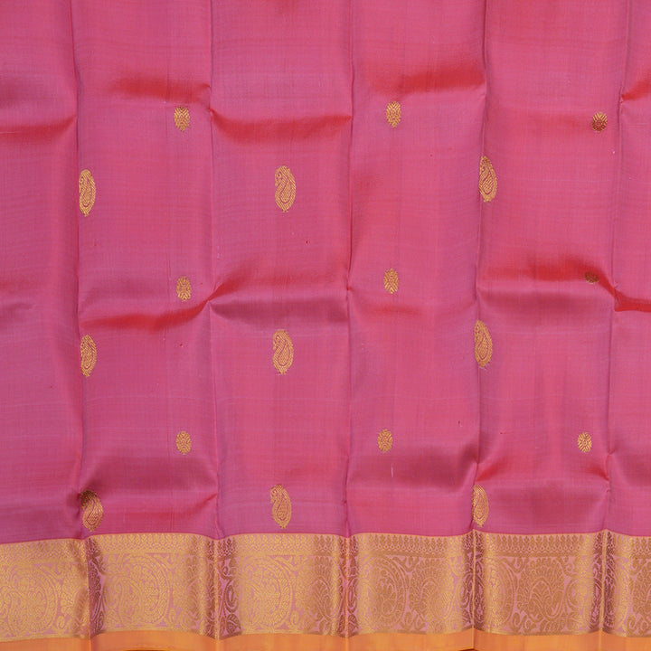 Hayagrivas Pink Pattu Pavadai with Golden Orange contrast KBE1147I13-2